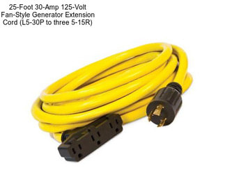 25-Foot 30-Amp 125-Volt Fan-Style Generator Extension Cord (L5-30P to three 5-15R)