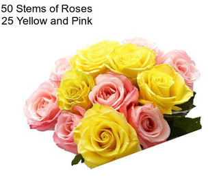 50 Stems of Roses 25 Yellow and Pink