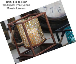 19 in. x 8 in. New Traditional Iron Golden Mosaic Lantern