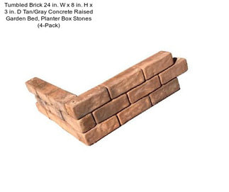 Tumbled Brick 24 in. W x 8 in. H x 3 in. D Tan/Gray Concrete Raised Garden Bed, Planter Box Stones (4-Pack)