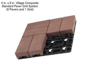 4 in. x 8 in. Village Composite Standard Paver Grid System (8 Pavers and 1 Grid)