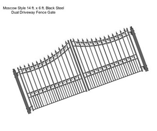 Moscow Style 14 ft. x 6 ft. Black Steel Dual Driveway Fence Gate