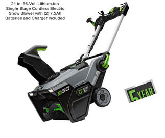21 in. 56-Volt Lithium-ion Single-Stage Cordless Electric Snow Blower with (2) 7.5Ah Batteries and Charger Included