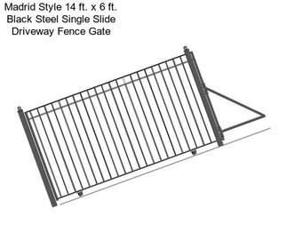 Madrid Style 14 ft. x 6 ft. Black Steel Single Slide Driveway Fence Gate