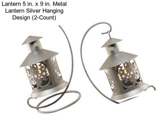 Lantern 5 in. x 9 in. Metal Lantern Silver Hanging Design (2-Count)