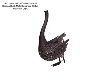 24 in. Steel Indoor/Outdoor Animal Garden Duck Metal Sculpture Statue with Solar Light