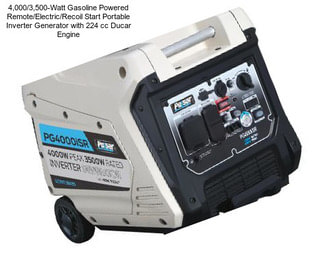 4,000/3,500-Watt Gasoline Powered Remote/Electric/Recoil Start Portable Inverter Generator with 224 cc Ducar Engine