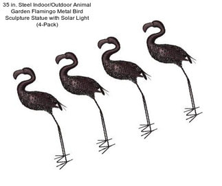 35 in. Steel Indoor/Outdoor Animal Garden Flamingo Metal Bird Sculpture Statue with Solar Light (4-Pack)