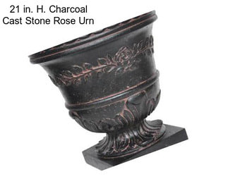 21 in. H. Charcoal Cast Stone Rose Urn