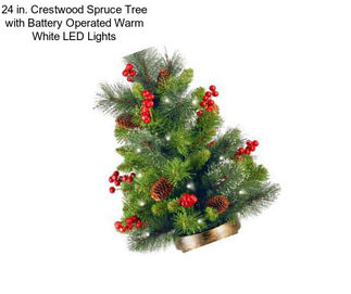 24 in. Crestwood Spruce Tree with Battery Operated Warm White LED Lights