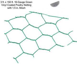 3 ft. x 150 ft. 16-Gauge Green Vinyl Coated Poultry Netting with 1.5 in. Mesh