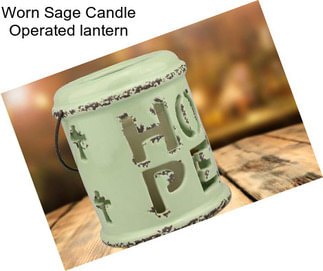 Worn Sage Candle Operated lantern