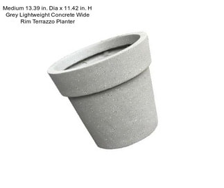 Medium 13.39 in. Dia x 11.42 in. H Grey Lightweight Concrete Wide Rim Terrazzo Planter