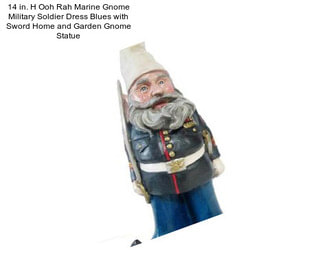14 in. H Ooh Rah Marine Gnome Military Soldier Dress Blues with Sword Home and Garden Gnome Statue