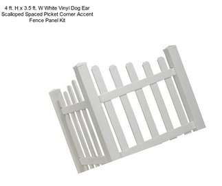 4 ft. H x 3.5 ft. W White Vinyl Dog Ear Scalloped Spaced Picket Corner Accent Fence Panel Kit