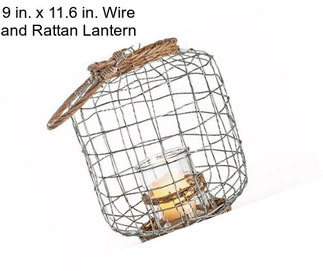 9 in. x 11.6 in. Wire and Rattan Lantern