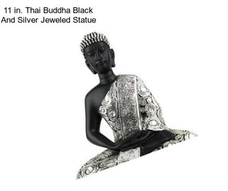 11 in. Thai Buddha Black And Silver Jeweled Statue