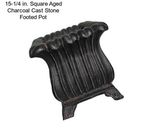 15-1/4 in. Square Aged Charcoal Cast Stone Footed Pot