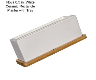 Nova 8.5 in. White Ceramic Rectangle Planter with Tray