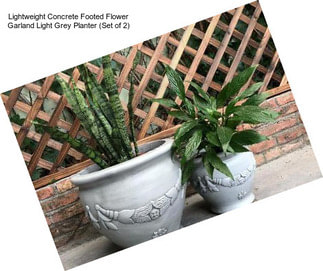 Lightweight Concrete Footed Flower Garland Light Grey Planter (Set of 2)