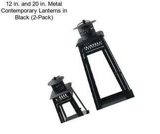 12 in. and 20 in. Metal Contemporary Lanterns in Black (2-Pack)