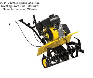 22 in. 212cc 4-Stroke Gas Dual Rotating Front Tine Tiller with Storable Transport Wheels