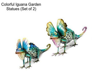 Colorful Iguana Garden Statues (Set of 2)