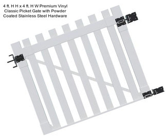 4 ft. H H x 4 ft. H W Premium Vinyl Classic Picket Gate with Powder Coated Stainless Steel Hardware