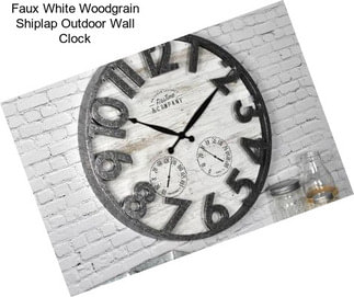 Faux White Woodgrain Shiplap Outdoor Wall Clock