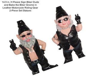 14.5 in. H Peace Sign Biker Dude and Babe the Biker Gnome in Leather Motorcycle Riding Gear 2-Piece Set Statues