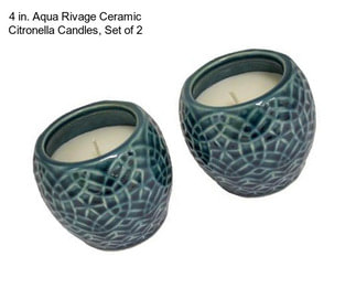 4 in. Aqua Rivage Ceramic Citronella Candles, Set of 2