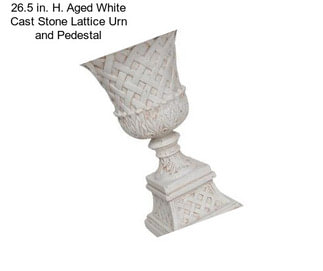 26.5 in. H. Aged White Cast Stone Lattice Urn and Pedestal