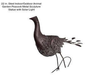 22 in. Steel Indoor/Outdoor Animal Garden Peacock Metal Sculpture Statue with Solar Light