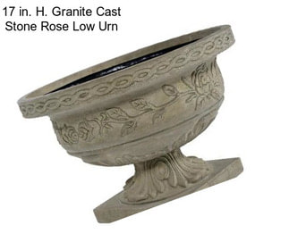 17 in. H. Granite Cast Stone Rose Low Urn