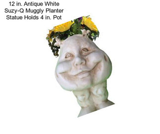 12 in. Antique White Suzy-Q Muggly Planter Statue Holds 4 in. Pot