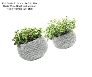 Knit Cozie 11 in. and 14.2 in. Dia Oasis White Small and Medium Resin Planters (Set of 2)