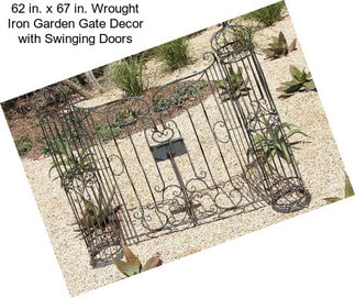 62 in. x 67 in. Wrought Iron Garden Gate Decor with Swinging Doors