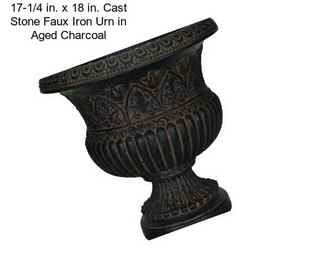 17-1/4 in. x 18 in. Cast Stone Faux Iron Urn in Aged Charcoal
