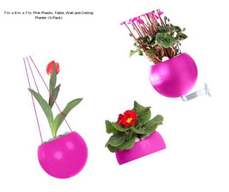 7 in. x 6 in. x 7 in. Pink Plastic, Table, Wall and Ceiling Planter (3-Pack)