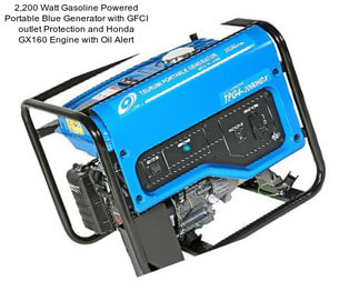 2,200 Watt Gasoline Powered Portable Blue Generator with GFCI outlet Protection and Honda GX160 Engine with Oil Alert