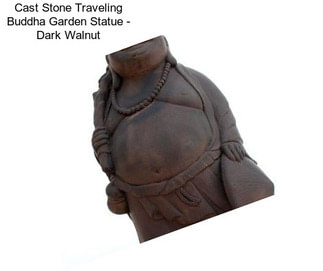 Cast Stone Traveling Buddha Garden Statue - Dark Walnut