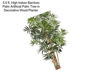 5.5 ft. High Indoor Bamboo Palm Artificial Palm Tree in Decorative Wood Planter