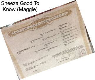 Sheeza Good To Know (Maggie)