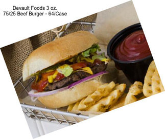 Devault Foods 3 oz. 75/25 Beef Burger - 64/Case