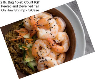 2 lb. Bag 16-20 Count IQF Peeled and Deveined Tail On Raw Shrimp - 5/Case