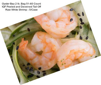 Oyster Bay 2 lb. Bag 51-60 Count IQF Peeled and Deveined Tail Off Raw White Shrimp - 5/Case