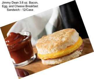 Jimmy Dean 3.6 oz. Bacon, Egg, and Cheese Breakfast Sandwich - 12/Case