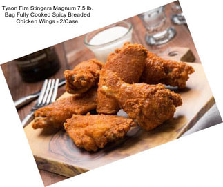 Tyson Fire Stingers Magnum 7.5 lb. Bag Fully Cooked Spicy Breaded Chicken Wings - 2/Case