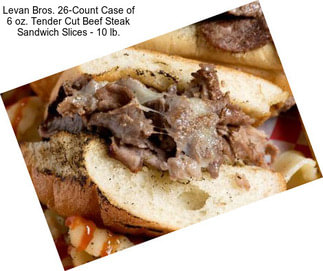 Levan Bros. 26-Count Case of 6 oz. Tender Cut Beef Steak Sandwich Slices - 10 lb.