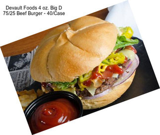 Devault Foods 4 oz. Big D 75/25 Beef Burger - 40/Case